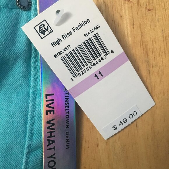 Tinseltown High Rise Juniors Skinny Jeans Sea Glass Size 11. NWT - Picture 3 of 13